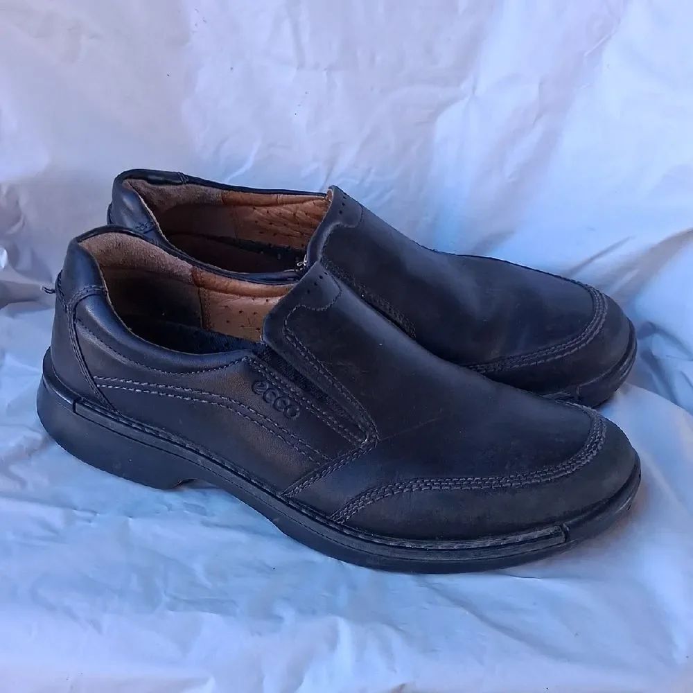 Ecco Men’s Black Slip-On Leather Loafers Sz 45- US 11
